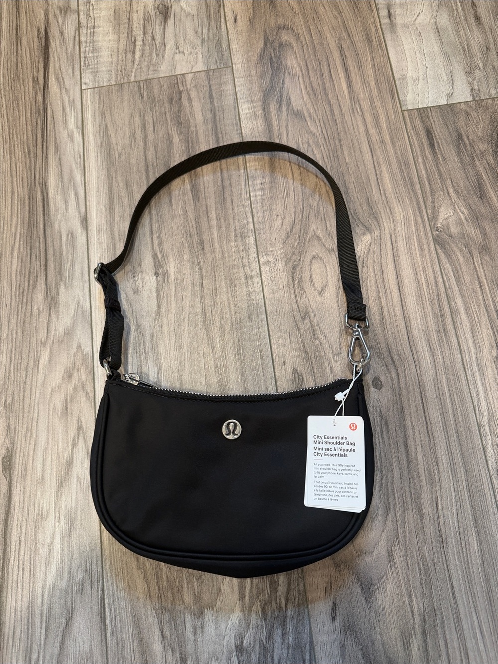 lululemon athletica Black City Essentials Mini Shoulder Bag with Silver Logo